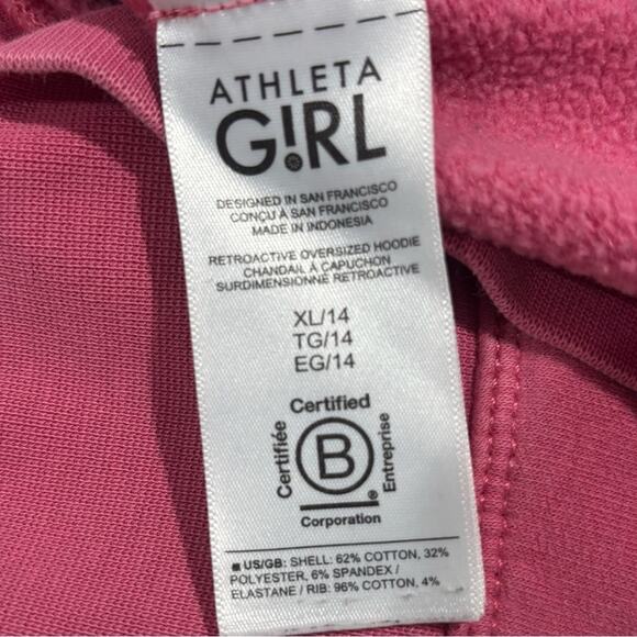 Athleta Girl RetroActive Oversized Hoodie pink Size XL 14 - Picture 4 of 7